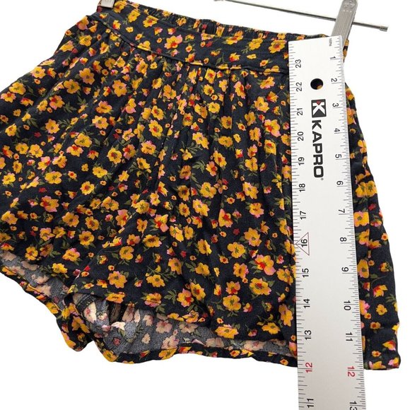 BP Women Black Floral Print Easy Pleated Mini Elastic Waist Short NWOT XXS 0022 - Picture 5 of 11